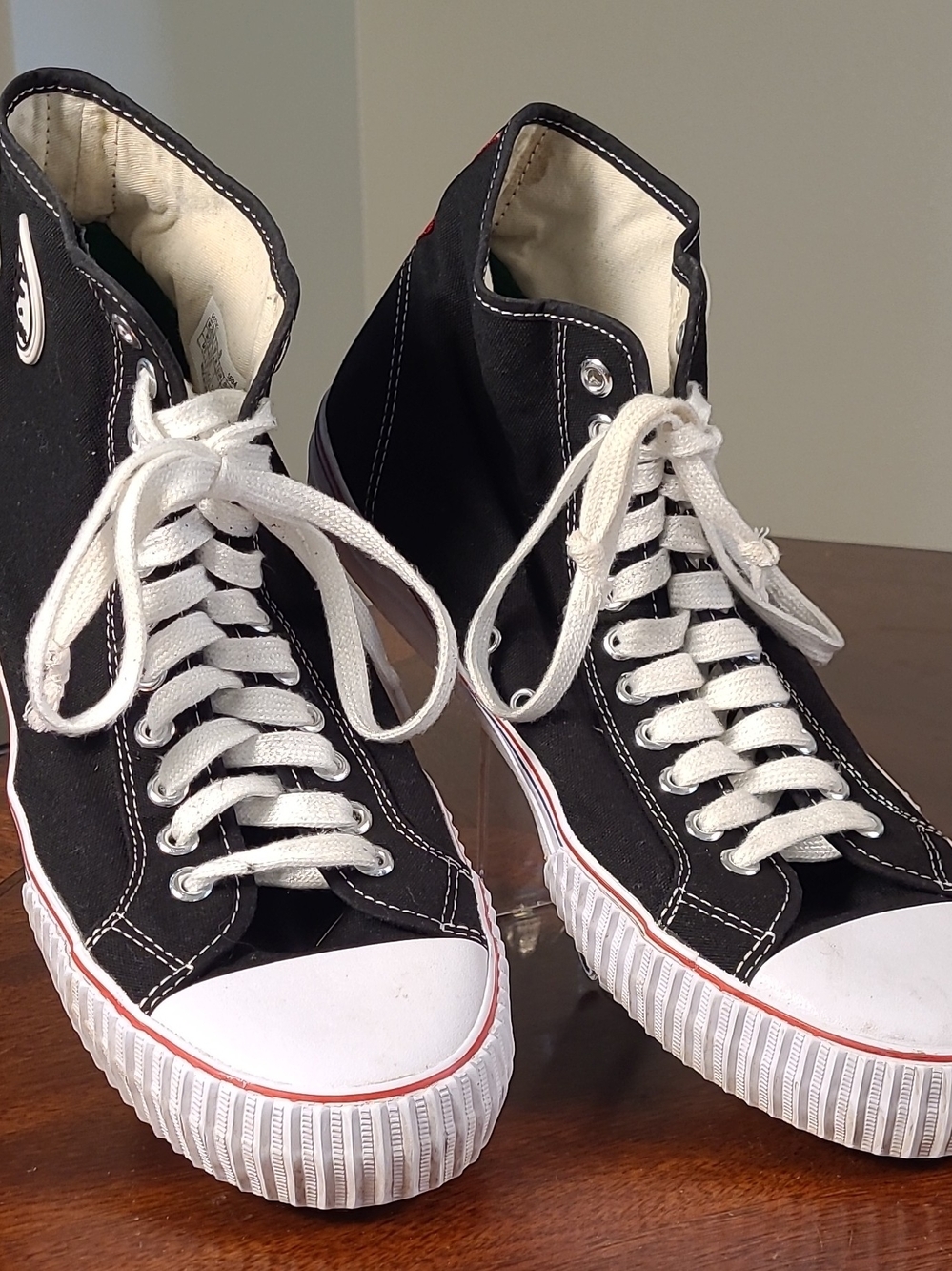 P.F. Flyers Center Hi Black White Canvas High-Top Sneaker Mens 16, Women 17.5